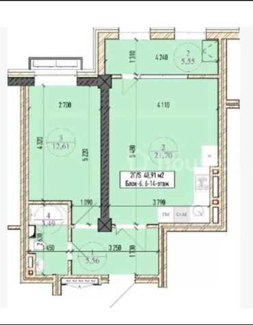 квартира 11 микрорайон: 2 комнаты, 49 м², Элитка, 11 этаж, ПСО (под самоотделку)