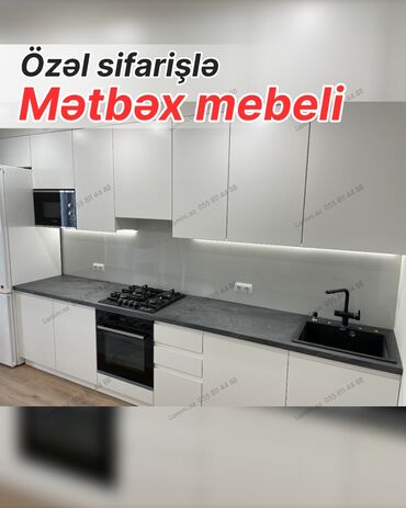 диван для кухни: Özəl sifarişlə mətbəx mebeli - Minimalist, düz cizgili dizayn: ağ ön