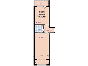 юг 2 квартира: 2 комнаты, 55 м², 3 этаж