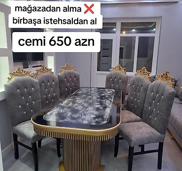 bağca stolu: Qonaq otağı üçün, Yeni, Açılmayan, Dördbucaq masa, 8 stul — 1