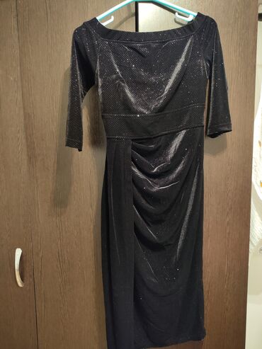 велюровое платье для полных: Вечернее платье, Средняя модель, Велюр, С рукавами, M (EU 38)