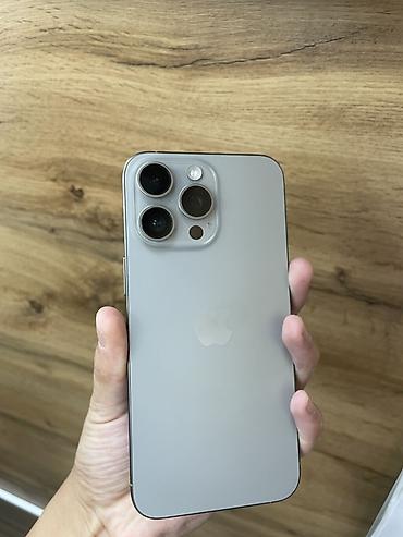 Мобильные телефоны и аксессуары: IPhone 15 Pro Max, Б/у, 256 ГБ, Natural Titanium, Чехол, Кабель, 85 % — 1