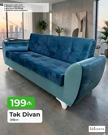 divan ustasi: Tək Divan – 210 sm - Mexanizm: açılan, bazalı (yataq funksiyası və — 1