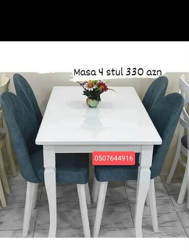 Masa və oturacaq dəstləri: Mətbəx üçün, Yeni, Açılan, Dördbucaq masa, 4 stul — 5