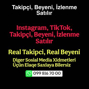 Başqa xidmətlər: Sosial media platformaları üçün takipçi, bəyənmə və izlənmə xidmətləri