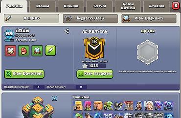 gumuş eşyalar: Clash of Clans hesabı. Profil məlumatları: - Oyunçu adı: Uran - — 1