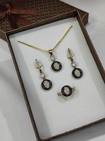 Серебряные наборы украшений: Серебряный Набор+ Цепочка Серебро МС напыление жёлтое золото 925 — 5