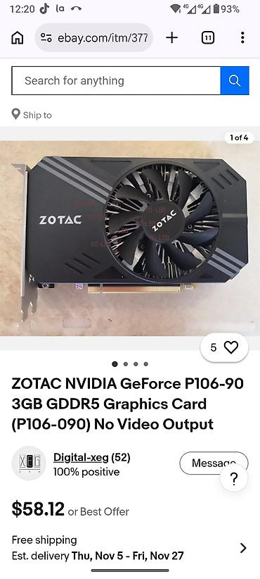 s21 plus ekran: ZOTAC NVIDIA GeForce P106-90 (P106-090) 3 (4) GB GDDR5 qrafik kartı - — 1