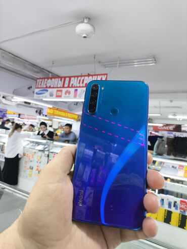 кант телефоны: Redmi, Redmi Note 8, Колдонулган, 64 ГБ, түсү - Көк, 2 SIM