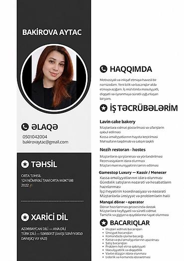 satici kassir: Kassir, Qadın, 23 yaş, 1-2 illik təcrübə — 1