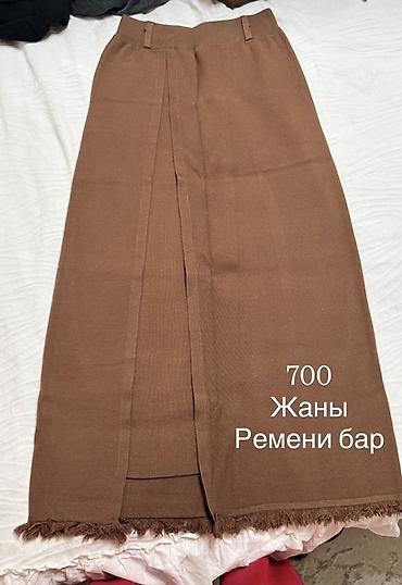 национальные вещи: Юбка, Модель юбки: Прямая, Миди, Трикотаж, По талии, С вырезом — 1