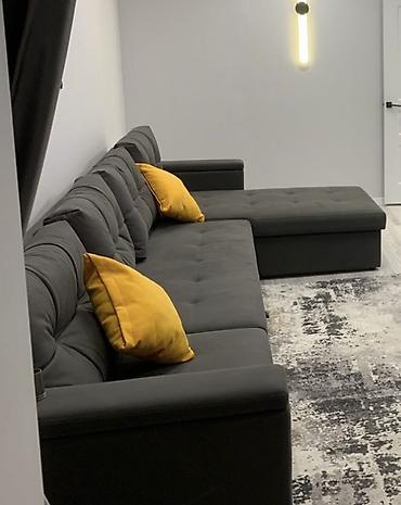sofa: Угловой диван с оттоманкой, темно‑серый (Раскладной ) уступка будет - — 1