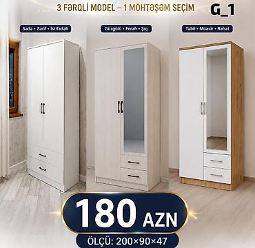 Ev üçün mebel: G_1 modeli paltar dolabı – 3 fərqli dizayn seçimi - Üç model: 1) — 1