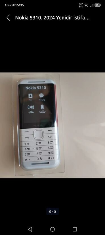 düyməli telefon: Nokia 5310, rəng - Ağ, Düyməli