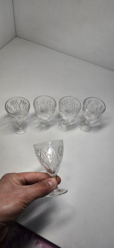 Рюмки СССР, хрусталь, алмазная грань, целые, 5 по 100с