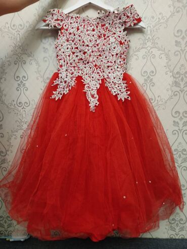 платье горошек: Детское платье, цвет - Красный