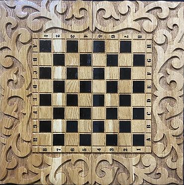 Нарды: Нарды ШАХМАТЫ на заказ ручной работы из дерева, украшенные резьбой — 24