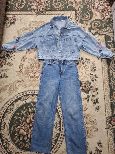 джинсы 40 размер: Прямые, Средняя талия, Вареные