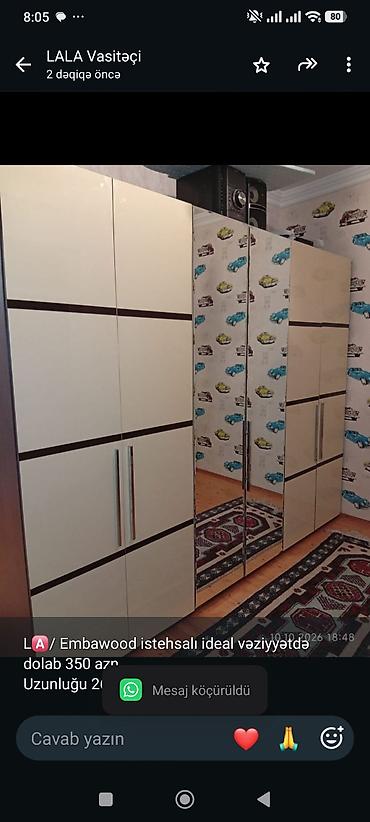 L🅰/ Embawood istehsalı ideal vəziyyətdə dolab 350 azn Uzunluğu 260