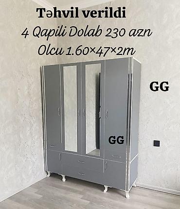 4 qapılı paltar dolabı Qiymət: 230 AZN Ölçü: 1.60 × 47 × 2 m