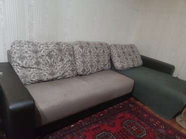 раскладушка б у: Угловой диван, цвет - Коричневый, Б/у