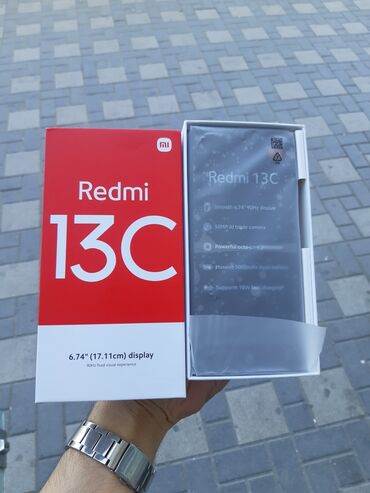 telefon islenmis: Xiaomi Redmi 13C, 256 GB, rəng - Qara, 
 Düyməli, Barmaq izi