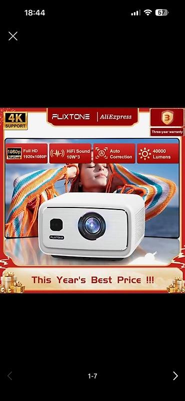 проектор 4k: Проектор FLIXTONE d9w ultra для домашнего кинотеатра - Нативное — 1