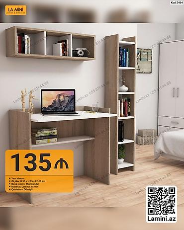 Ev və bağ: Düz masa, Stulsuz, Polkalı, Siyirməsiz, Sadə laminat — 1