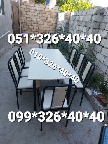 Bağ, çöl masa və oturacaq dəstləri: Yeni, Dördbucaq masa, 8 stul, Açılmayan, Stullar ilə, Metal, Azərbaycan -da lalafo.az — 2 Bağ, çöl masa və oturacaq dəstləri: Yeni, Dördbucaq masa, 8 stul, Açılmayan, Stullar ilə, Metal, Azərbaycan — 2
