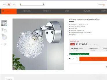 Rasveta: Zidna lampa, bоја - Srebrna, Upotrebljenо — 2