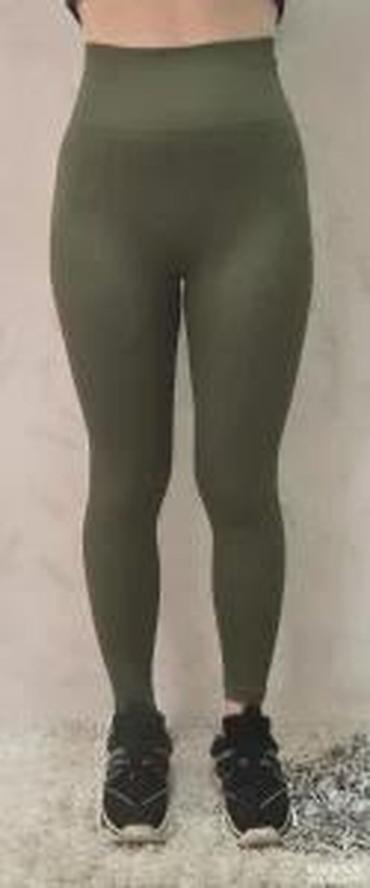 Helanke, biciklistički šortsevi: Ženske sportske helanke – maslinasto zelene - Visok struk sa širokim — 12