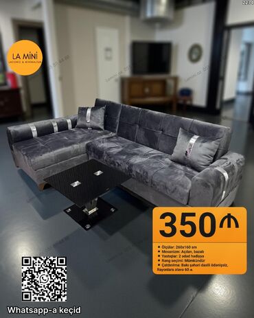 Divanlar: Künc divan, Açılan, Bazalı, Şəhərdaxili pulsuz çatdırılma