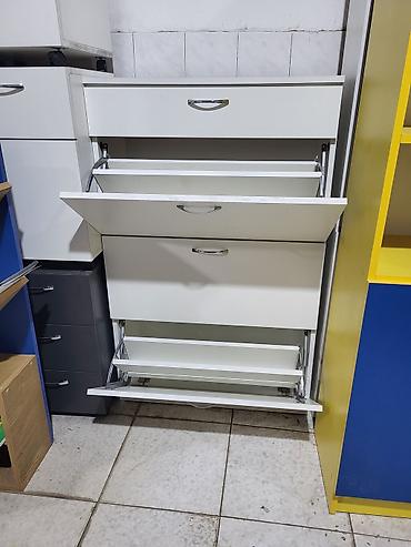 metal şkaf: Ağ rəngli, ensiz dizaynlı ayaqqabı dolabı - Model: Dördkməfəli — 5
