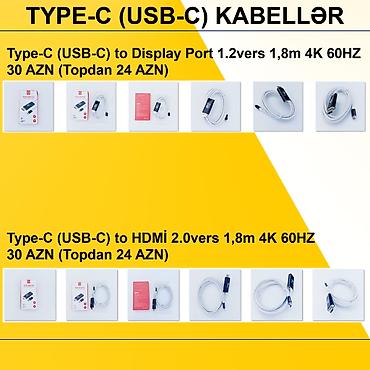 Digər kompüter aksesuarları: Type-C Kabellər ⭐Type-C (USB-C) to Display Port 1.2vers 1,8m 4K 60HZ – — 2