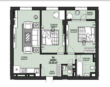 продаю квартиру в арт сити: 3 комнаты, 70 м², Элитка, 5 этаж, ПСО (под самоотделку)