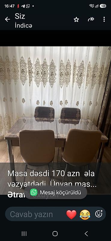 Masa dəsdi 170 azn əla vəzyətdədi Ünvan masazır qurtuluş 93 0782md