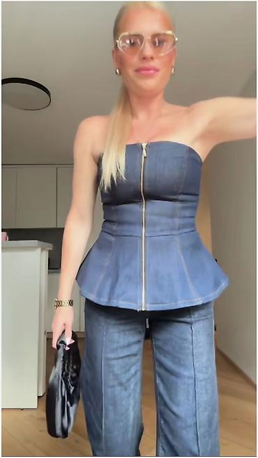 mint: Zara trendi teksas korset vel. S– bez bretela, sa peplum krojem - — 8