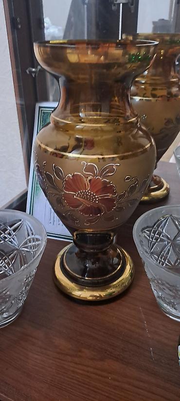 caydanlar: Çay dəsti, rəng - Yaşıl, Şüşə, Bohemia, Çexiya — 4