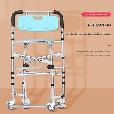 Medicinski nameštaj: Prenosiva toaletna stolica sa točkićima i noćnom posudom - 3-u-1 — 4