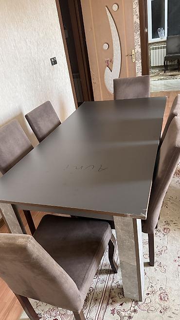 avanqard stol stul: Qonaq otağı üçün, İşlənmiş, Açılmayan, Kvadrat masa, 6 stul — 1