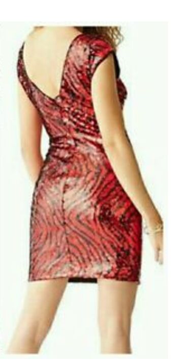 haljine do pola lista: Guess šljokica crvena zebra haljina,model zebra sequin mini
