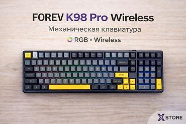 Клавиатура, Forev, Механикалык, Зымдуу, Bluetooth туташтыруу, Өлчөмү: 100%