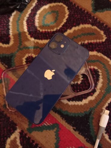 простые телефоны: IPhone 12 mini, Б/у, 128 ГБ, Голубой, Защитное стекло, Чехол, 78 %