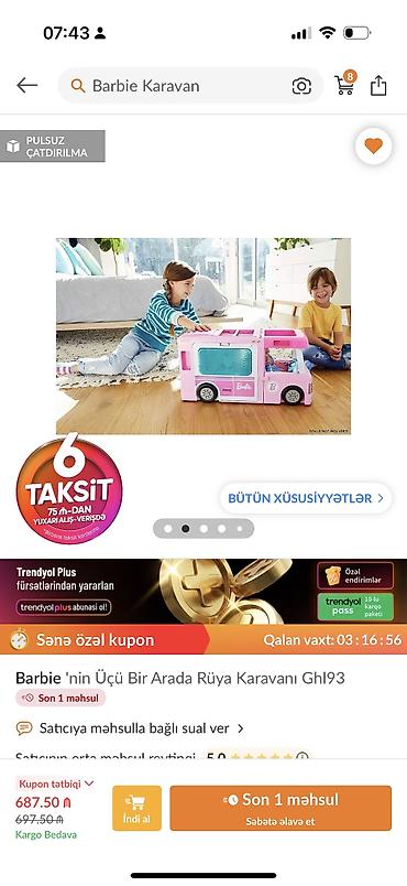 dendi oyun: Orgınal barbıe karavan,540manata alınıb,tezedır,qiymet yaxilib — 8