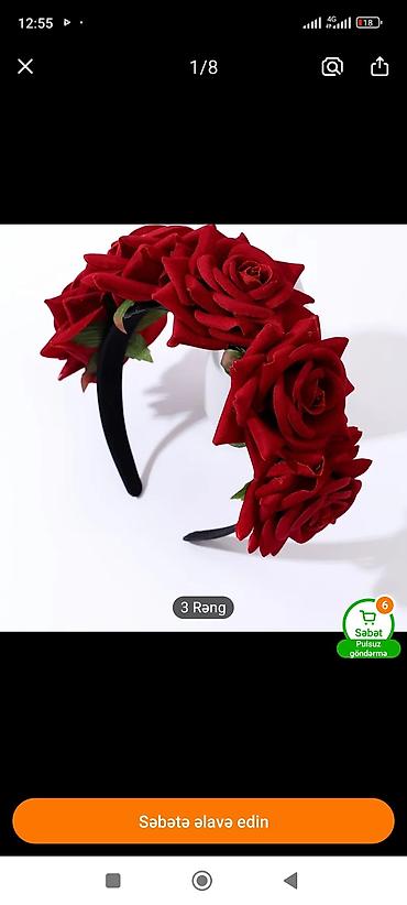 sac duzumləri: Qırmızı güllərlə bəzədilmiş saç lenti (taç) - Model: qalın taç — 1