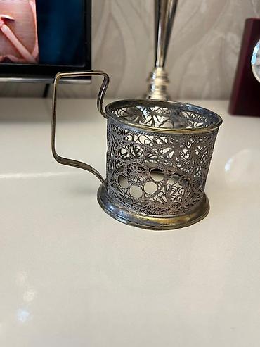 qedimi sufre: Gümüşü rəngli filiqran fincanaltı (stakanpodstakanik) – metal çərçivə — 1