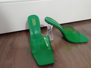 туфли лоферы: Туфли Zara, 38, цвет - Зеленый