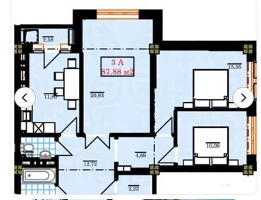 квартира нижняя аларча: 3 комнаты, 88 м², Элитка, 5 этаж, ПСО (под самоотделку)