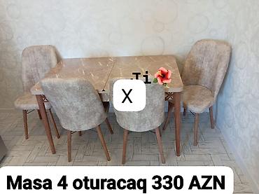masaustu dest: Mətbəx/qonaq otağı üçün 4 nəfərlik masa və stul dəsti. Xüsusiyyətlər — 1