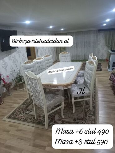 kontakt home metbex stol stul: Yeni, Açılmayan, Dördbucaq masa, 6 stul, Azərbaycan